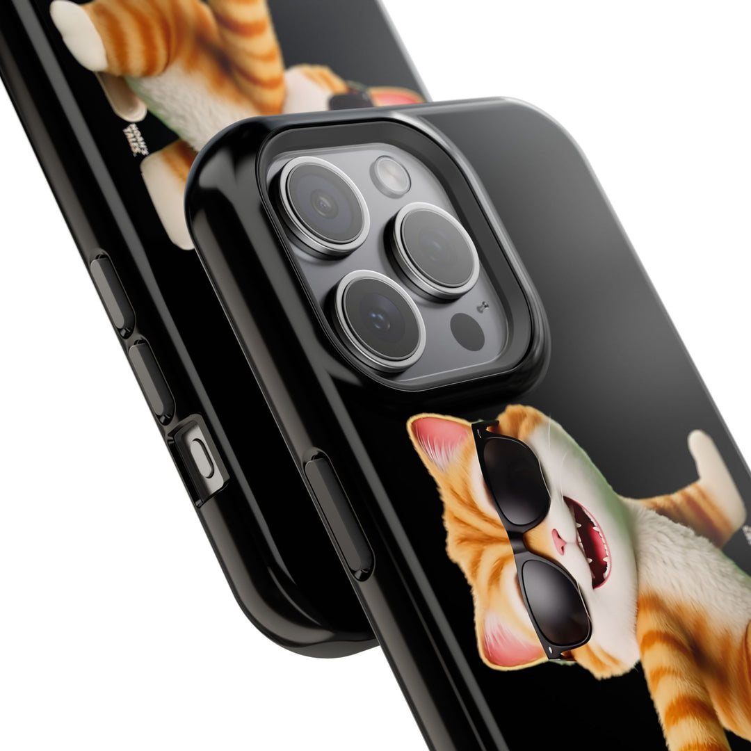 Noah’s Tales™ Tommy Magnetic Phone Case Funky Cat Phone Cover Stylish Mobile Protective Case Gift for Cat Lovers Trendy Phone Accessory