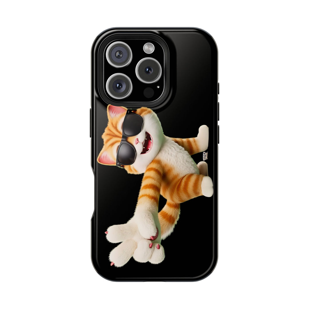 Noah’s Tales™ Tommy Magnetic Phone Case Funky Cat Phone Cover Stylish Mobile Protective Case Gift for Cat Lovers Trendy Phone Accessory