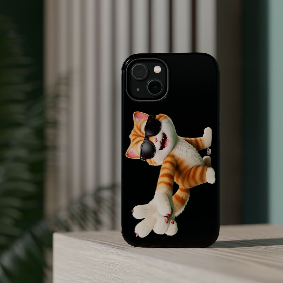 Noah’s Tales™ Tommy Magnetic Phone Case Funky Cat Phone Cover Stylish Mobile Protective Case Gift for Cat Lovers Trendy Phone Accessory