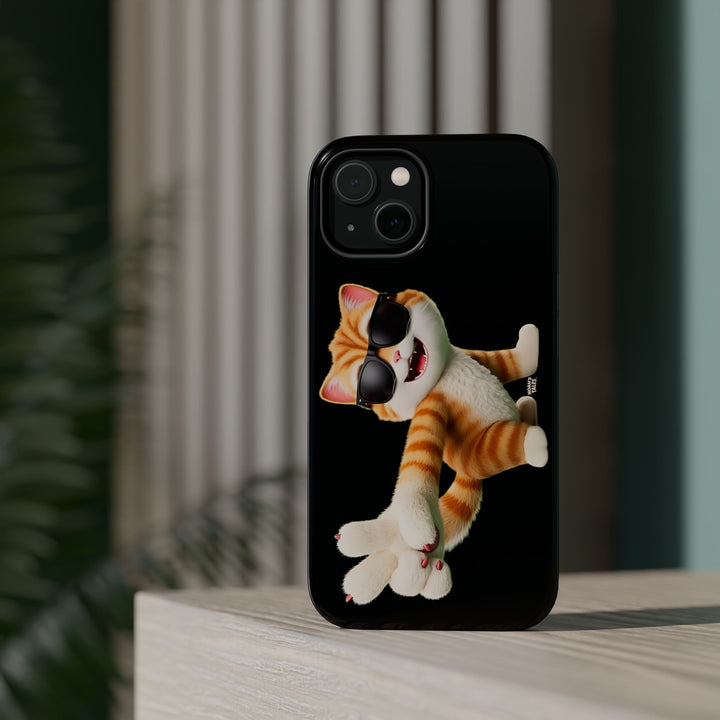 Noah’s Tales™ Tommy Magnetic Phone Case Funky Cat Phone Cover Stylish Mobile Protective Case Gift for Cat Lovers Trendy Phone Accessory