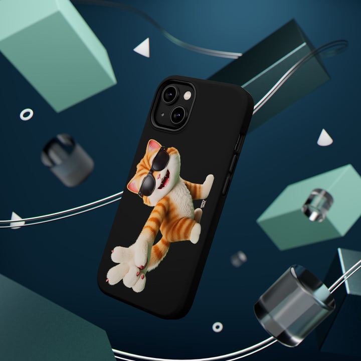 Noah’s Tales™ Tommy Magnetic Phone Case Funky Cat Phone Cover Stylish Mobile Protective Case Gift for Cat Lovers Trendy Phone Accessory
