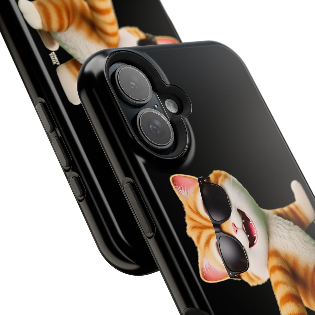 Noah’s Tales™ Tommy Magnetic Phone Case Funky Cat Phone Cover Stylish Mobile Protective Case Gift for Cat Lovers Trendy Phone Accessory