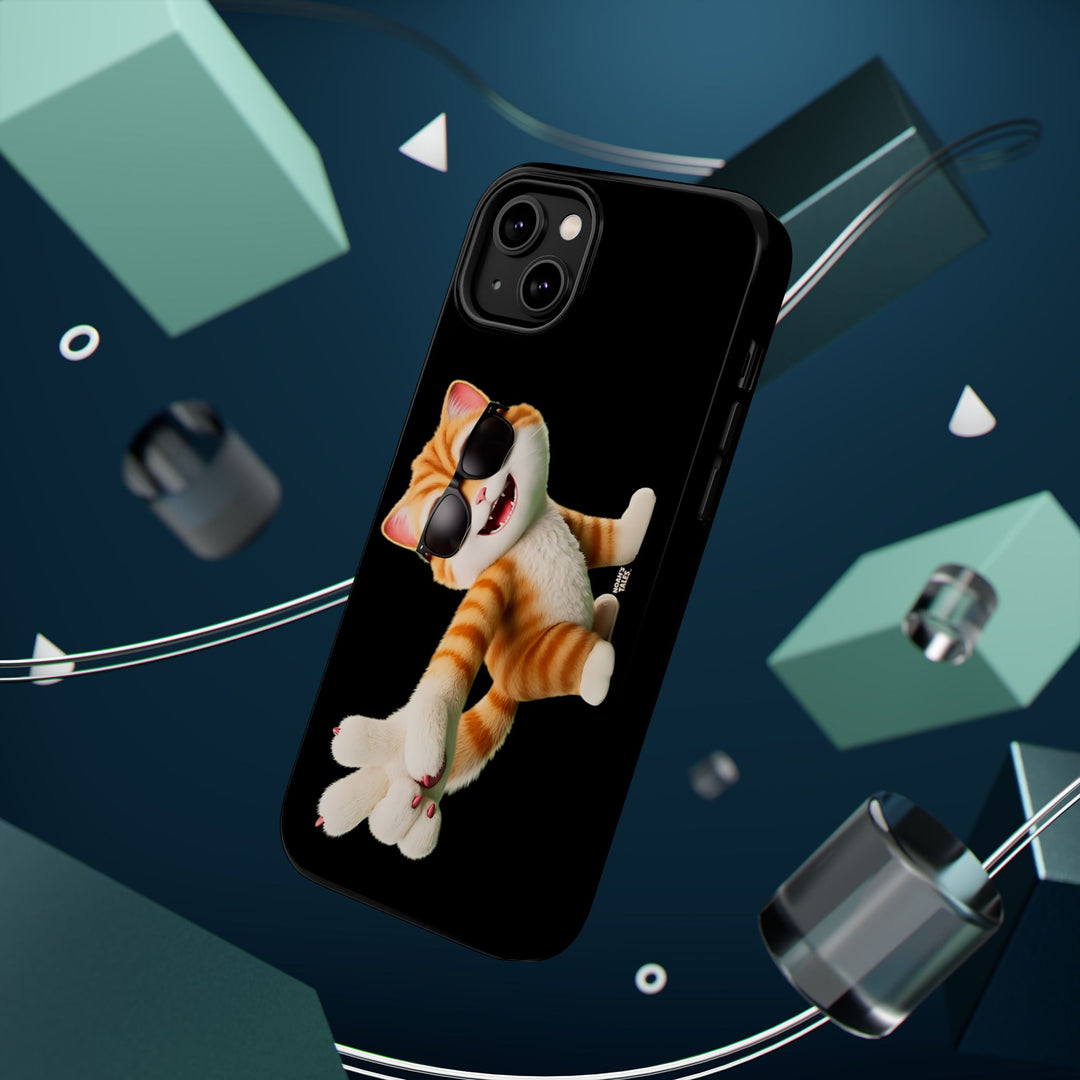 Noah’s Tales™ Tommy Magnetic Phone Case Funky Cat Phone Cover Stylish Mobile Protective Case Gift for Cat Lovers Trendy Phone Accessory