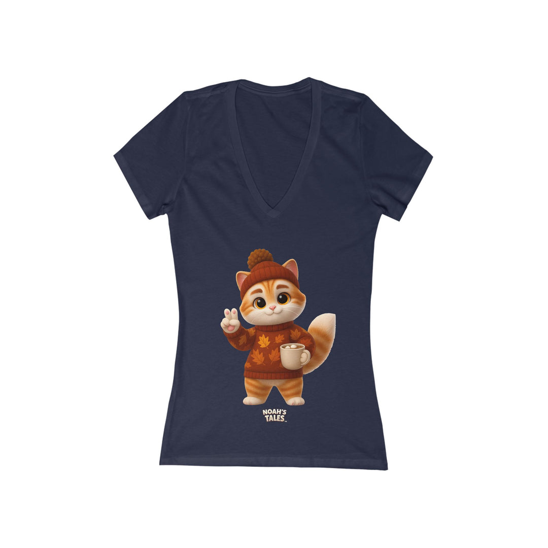 Noah’s Tales™ Thanksgiving Tommy Women's V-Neck Bella T-Shirt