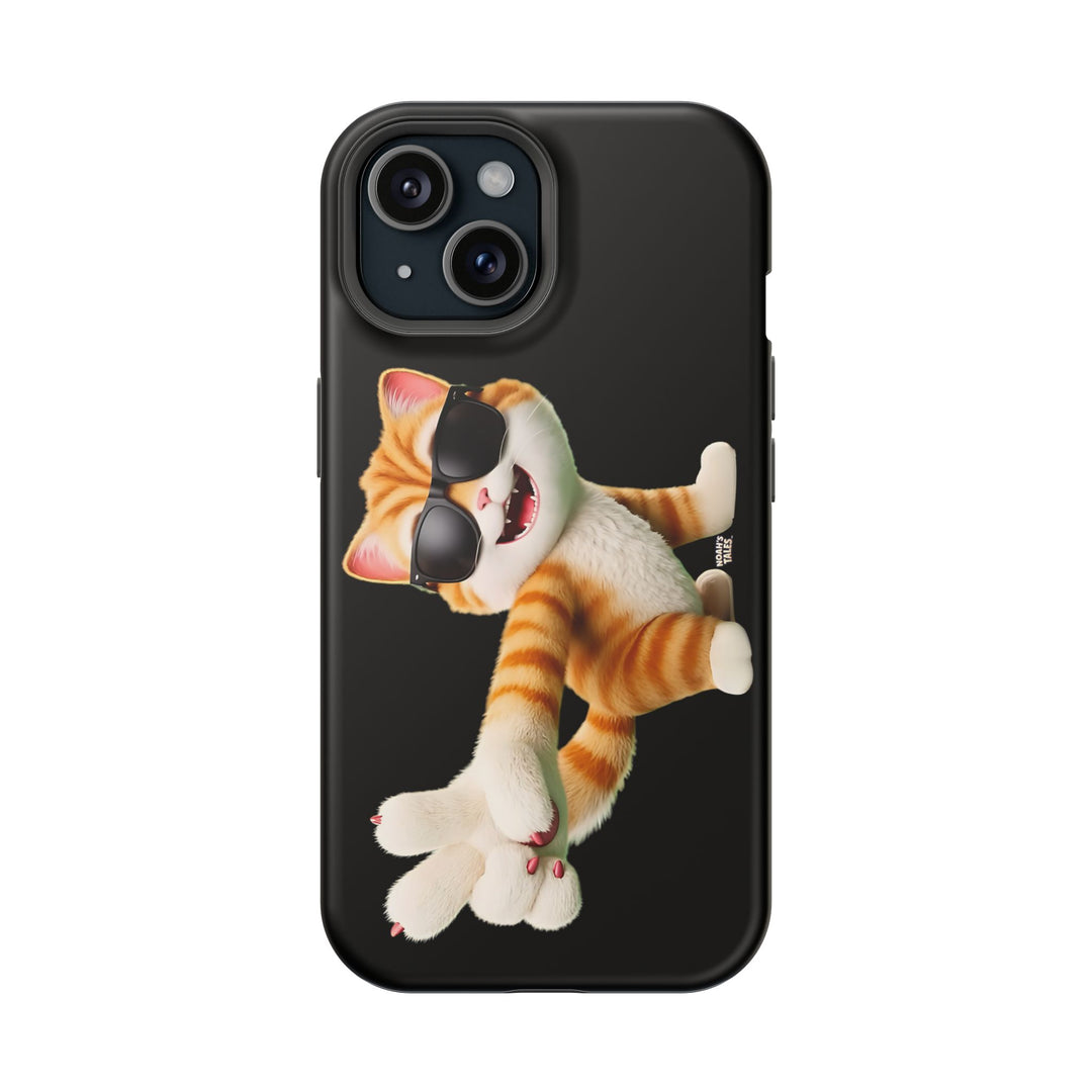 Noah’s Tales™ Tommy Magnetic Phone Case Funky Cat Phone Cover Stylish Mobile Protective Case Gift for Cat Lovers Trendy Phone Accessory