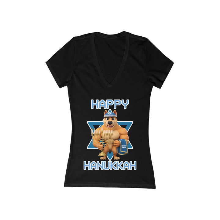 Noah’s Tales™ Happy Hanukkah Ranger Women's V-Neck Bella T-Shirt