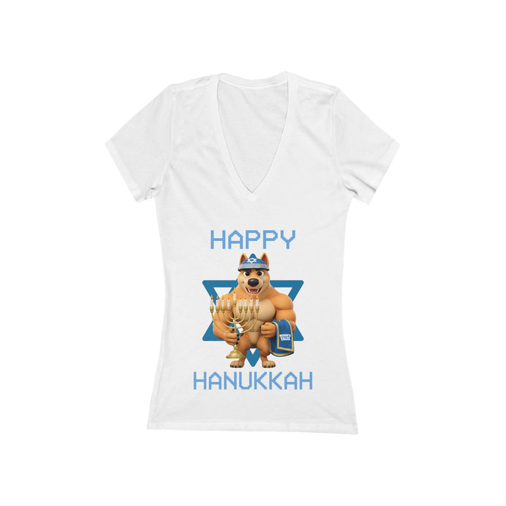 Noah’s Tales™ Happy Hanukkah Ranger Women's V-Neck Bella T-Shirt