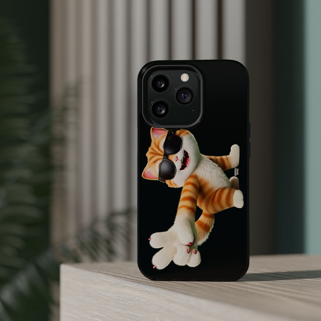 Noah’s Tales™ Tommy Magnetic Phone Case Funky Cat Phone Cover Stylish Mobile Protective Case Gift for Cat Lovers Trendy Phone Accessory