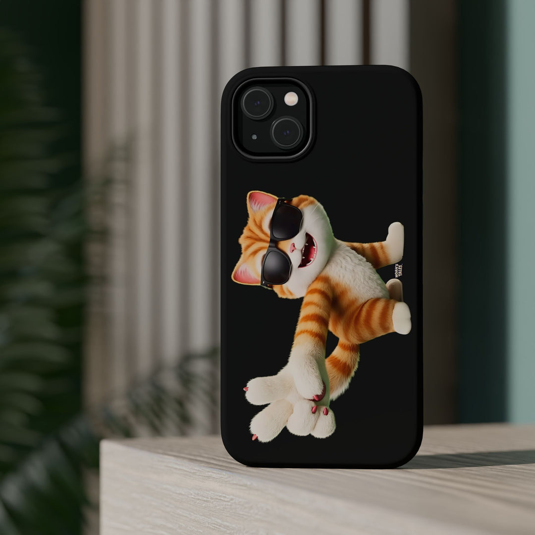 Noah’s Tales™ Tommy Magnetic Phone Case Funky Cat Phone Cover Stylish Mobile Protective Case Gift for Cat Lovers Trendy Phone Accessory