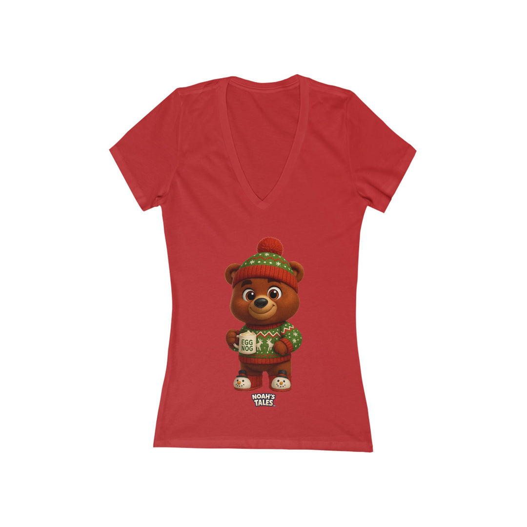 Noah’s Tales™ Christmas Baxter Women's V-Neck Bella T-Shirt