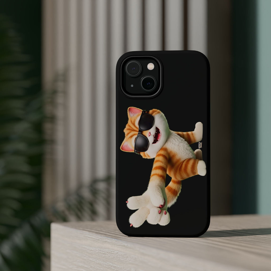 Noah’s Tales™ Tommy Magnetic Phone Case Funky Cat Phone Cover Stylish Mobile Protective Case Gift for Cat Lovers Trendy Phone Accessory