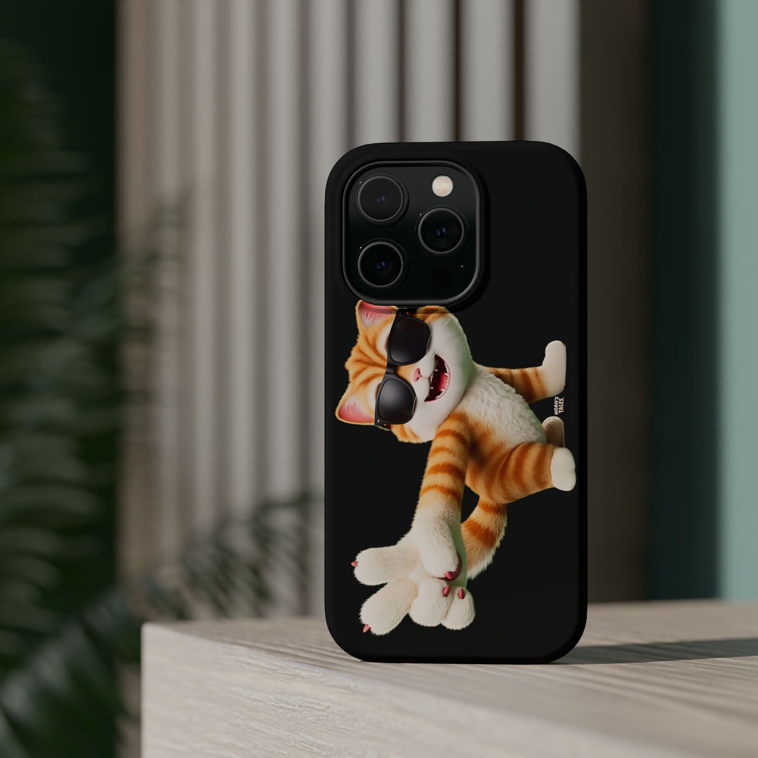 Noah’s Tales™ Tommy Magnetic Phone Case Funky Cat Phone Cover Stylish Mobile Protective Case Gift for Cat Lovers Trendy Phone Accessory