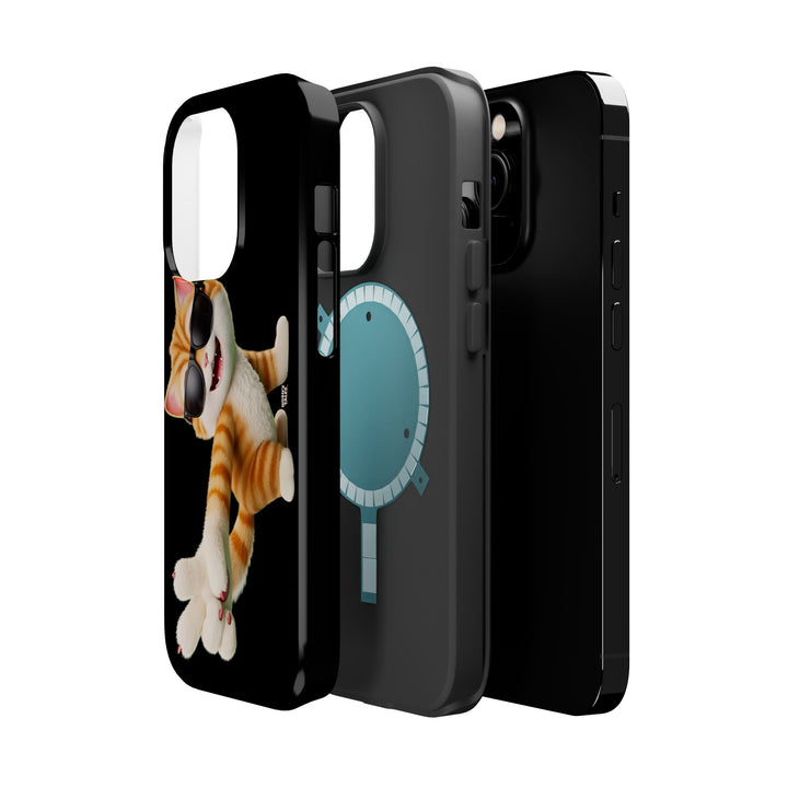 Noah’s Tales™ Tommy Magnetic Phone Case Funky Cat Phone Cover Stylish Mobile Protective Case Gift for Cat Lovers Trendy Phone Accessory