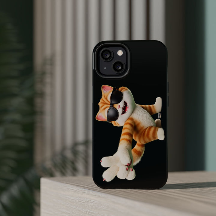 Noah’s Tales™ Tommy Magnetic Phone Case Funky Cat Phone Cover Stylish Mobile Protective Case Gift for Cat Lovers Trendy Phone Accessory