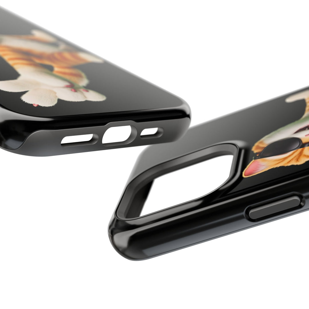 Noah’s Tales™ Tommy Magnetic Phone Case Funky Cat Phone Cover Stylish Mobile Protective Case Gift for Cat Lovers Trendy Phone Accessory