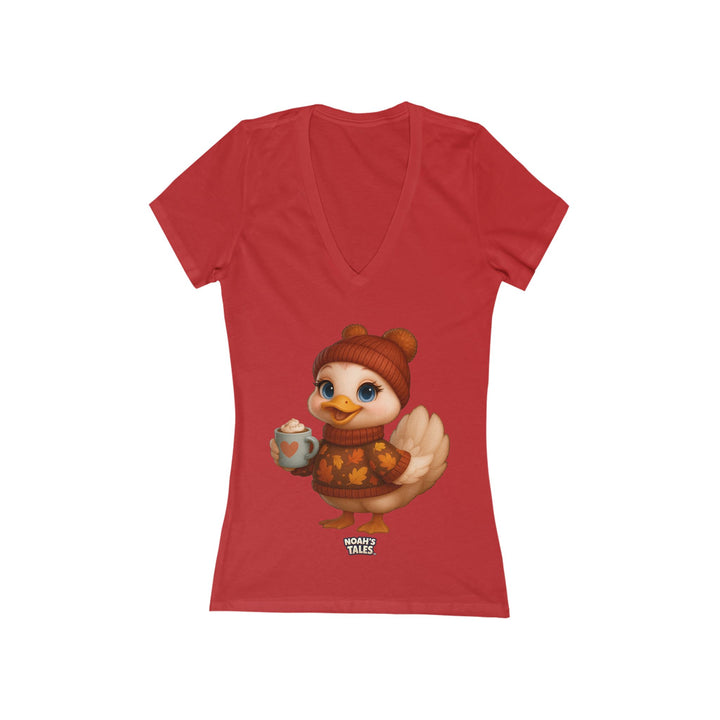 Noah’s Tales™ Thanksgiving Luna Women's V-Neck Bella T-Shirt