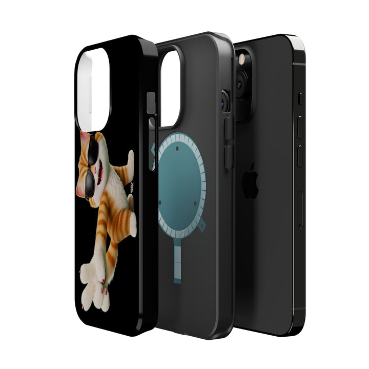 Noah’s Tales™ Tommy Magnetic Phone Case Funky Cat Phone Cover Stylish Mobile Protective Case Gift for Cat Lovers Trendy Phone Accessory