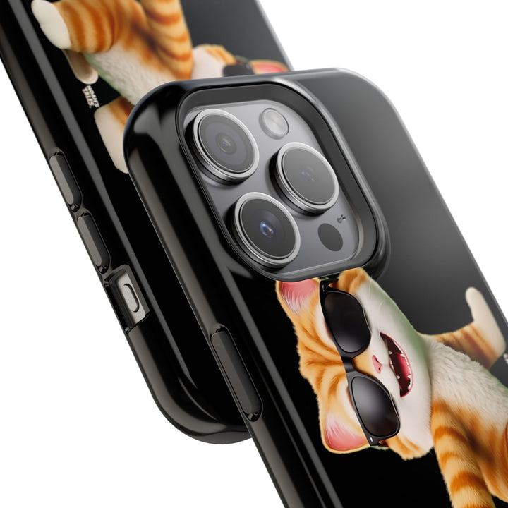 Noah’s Tales™ Tommy Magnetic Phone Case Funky Cat Phone Cover Stylish Mobile Protective Case Gift for Cat Lovers Trendy Phone Accessory