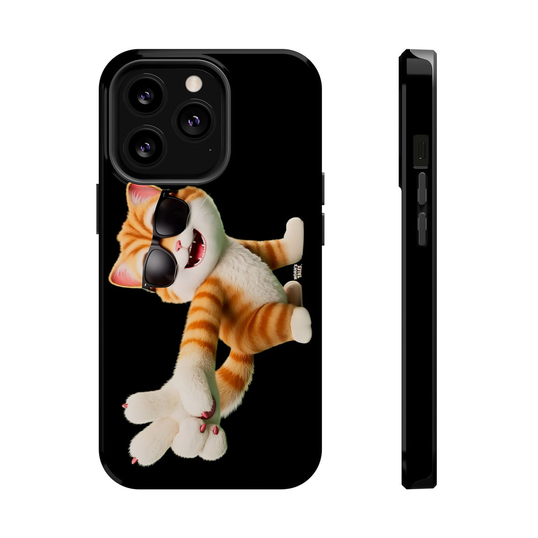 Noah’s Tales™ Tommy Magnetic Phone Case Funky Cat Phone Cover Stylish Mobile Protective Case Gift for Cat Lovers Trendy Phone Accessory