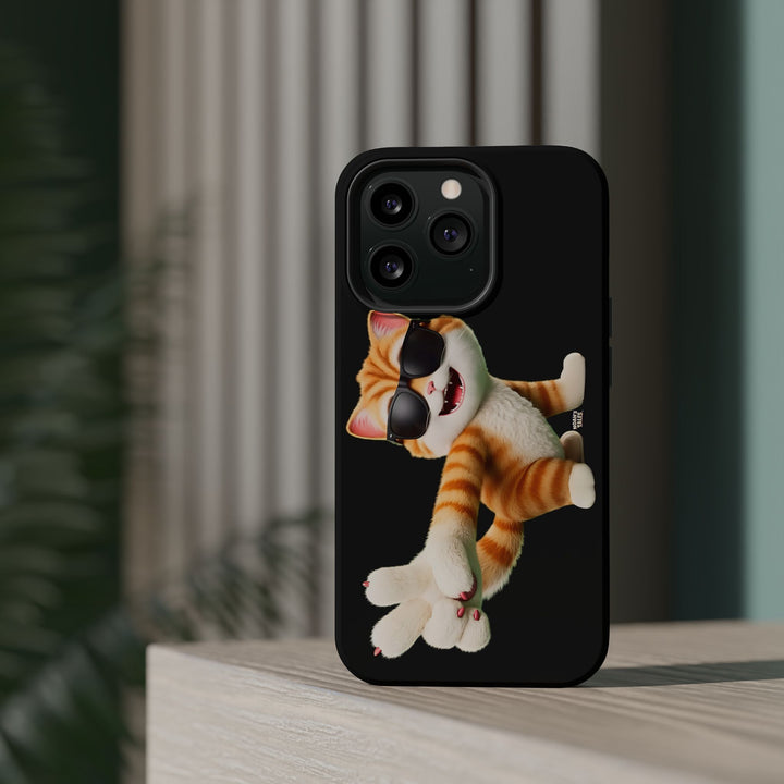 Noah’s Tales™ Tommy Magnetic Phone Case Funky Cat Phone Cover Stylish Mobile Protective Case Gift for Cat Lovers Trendy Phone Accessory