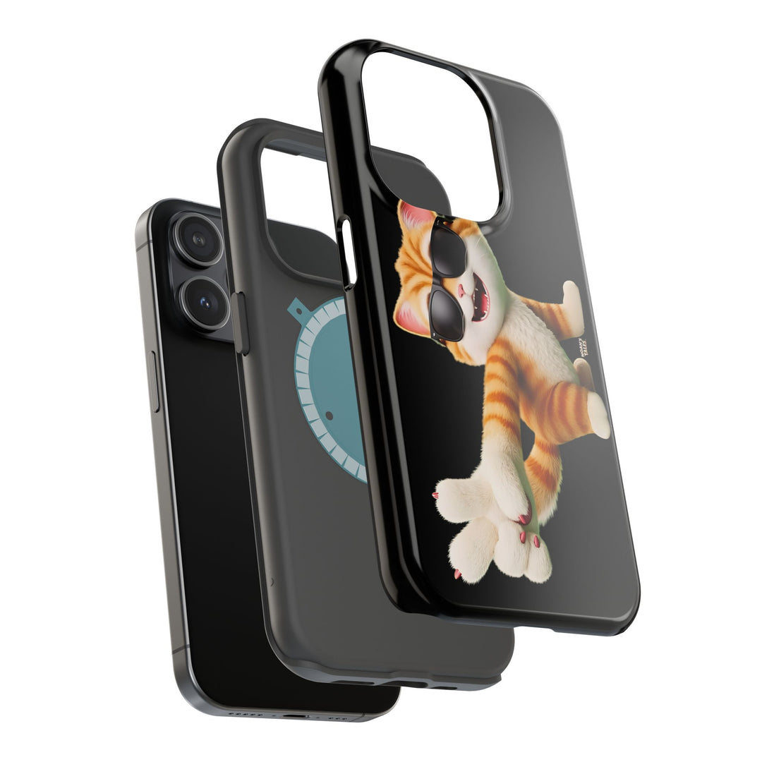 Noah’s Tales™ Tommy Magnetic Phone Case Funky Cat Phone Cover Stylish Mobile Protective Case Gift for Cat Lovers Trendy Phone Accessory
