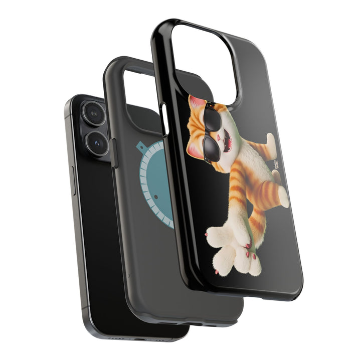 Noah’s Tales™ Tommy Magnetic Phone Case Funky Cat Phone Cover Stylish Mobile Protective Case Gift for Cat Lovers Trendy Phone Accessory