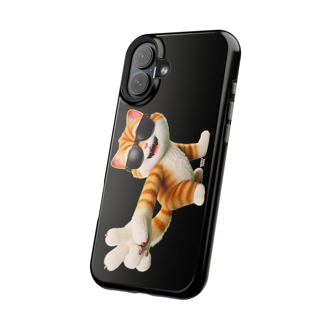 Noah’s Tales™ Tommy Magnetic Phone Case Funky Cat Phone Cover Stylish Mobile Protective Case Gift for Cat Lovers Trendy Phone Accessory