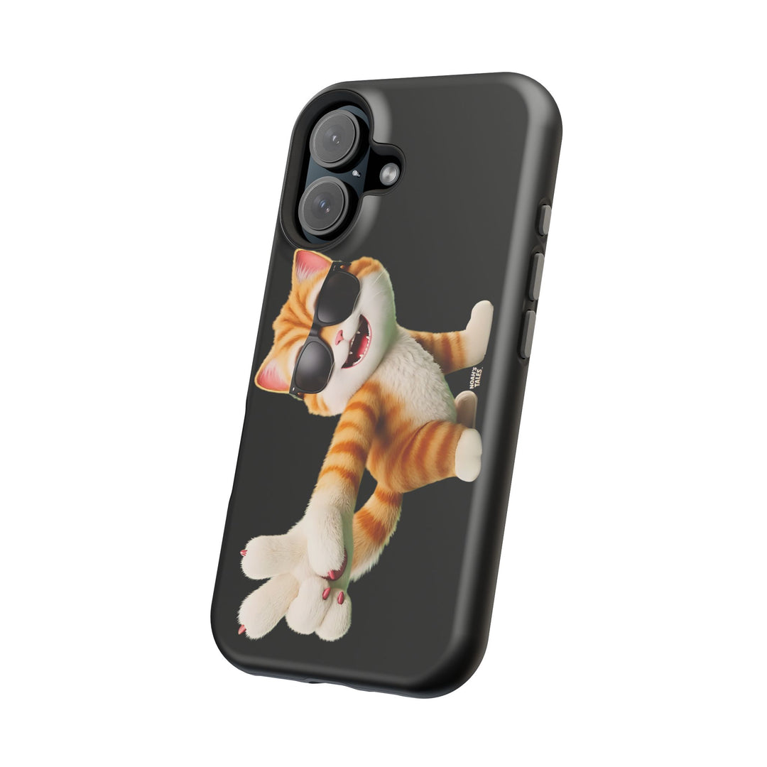 Noah’s Tales™ Tommy Magnetic Phone Case Funky Cat Phone Cover Stylish Mobile Protective Case Gift for Cat Lovers Trendy Phone Accessory