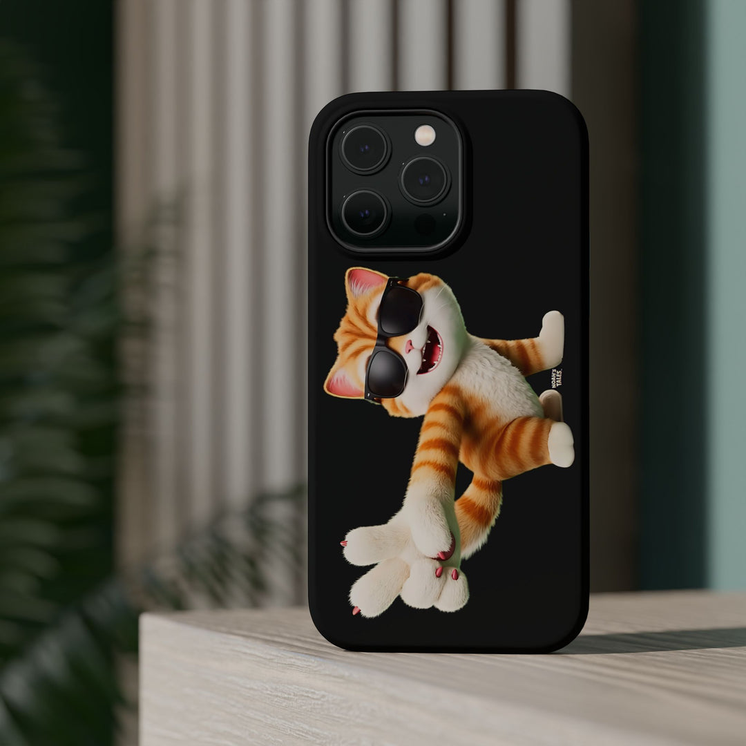 Noah’s Tales™ Tommy Magnetic Phone Case Funky Cat Phone Cover Stylish Mobile Protective Case Gift for Cat Lovers Trendy Phone Accessory