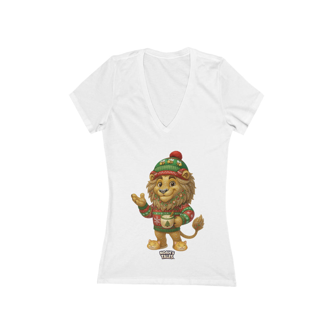 Noah’s Tales™ Christmas Leo Women's V-Neck Bella T-Shirt