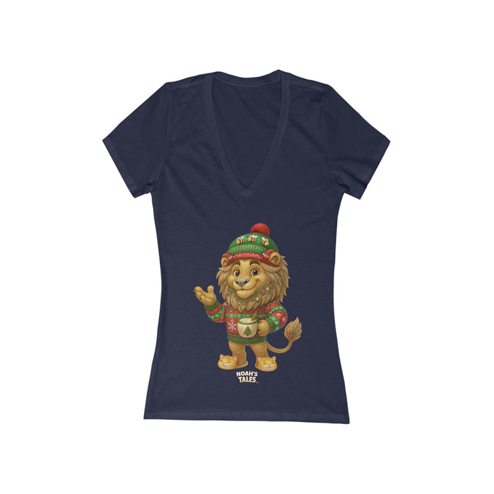 Noah’s Tales™ Christmas Leo Women's V-Neck Bella T-Shirt