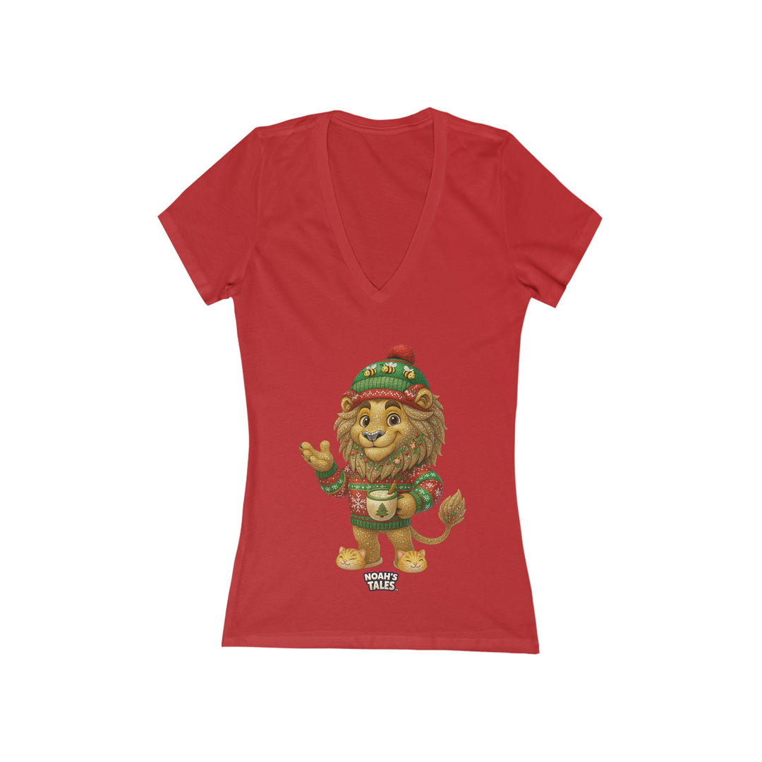 Noah’s Tales™ Christmas Leo Women's V-Neck Bella T-Shirt