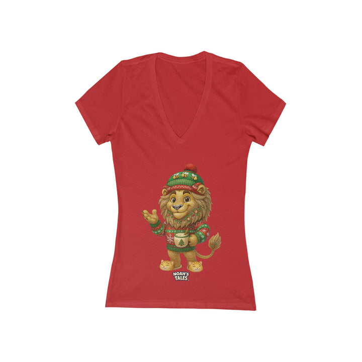 Noah’s Tales™ Christmas Leo Women's V-Neck Bella T-Shirt