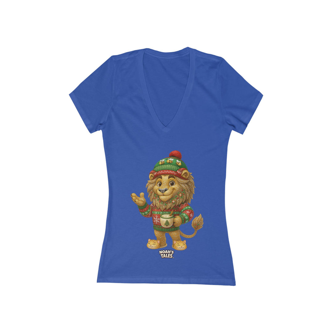 Noah’s Tales™ Christmas Leo Women's V-Neck Bella T-Shirt