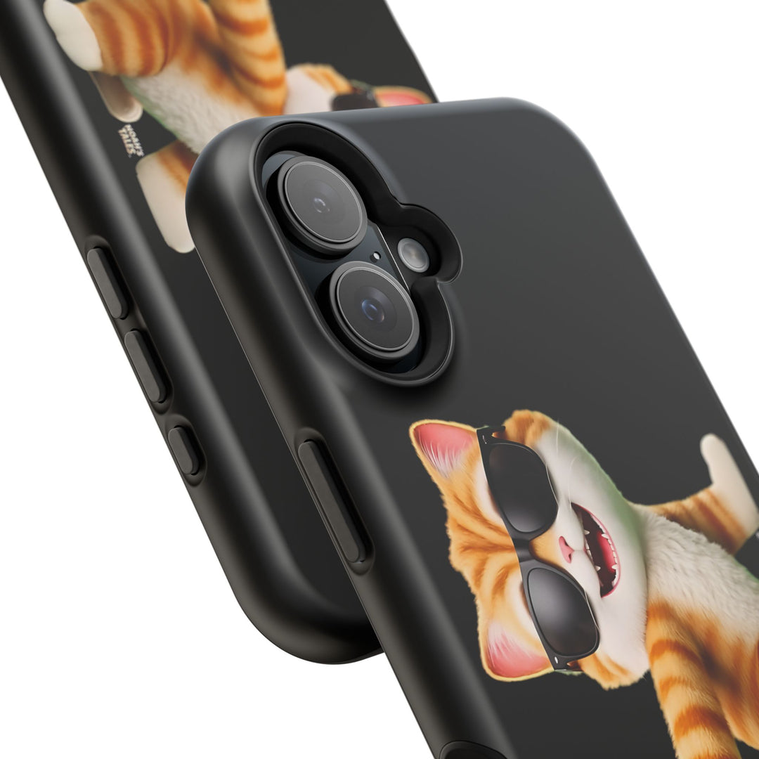 Noah’s Tales™ Tommy Magnetic Phone Case Funky Cat Phone Cover Stylish Mobile Protective Case Gift for Cat Lovers Trendy Phone Accessory