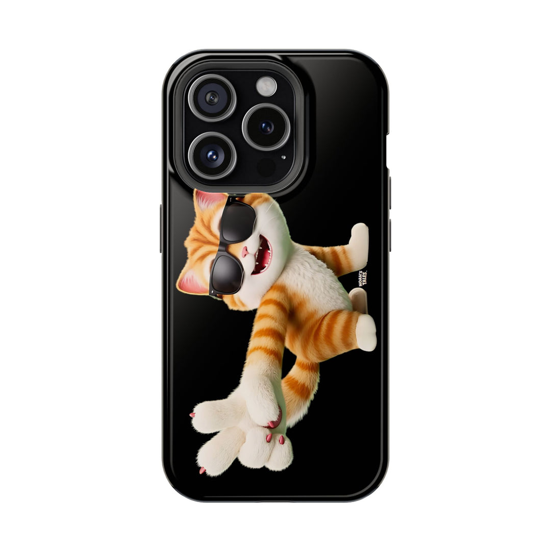 Noah’s Tales™ Tommy Magnetic Phone Case Funky Cat Phone Cover Stylish Mobile Protective Case Gift for Cat Lovers Trendy Phone Accessory