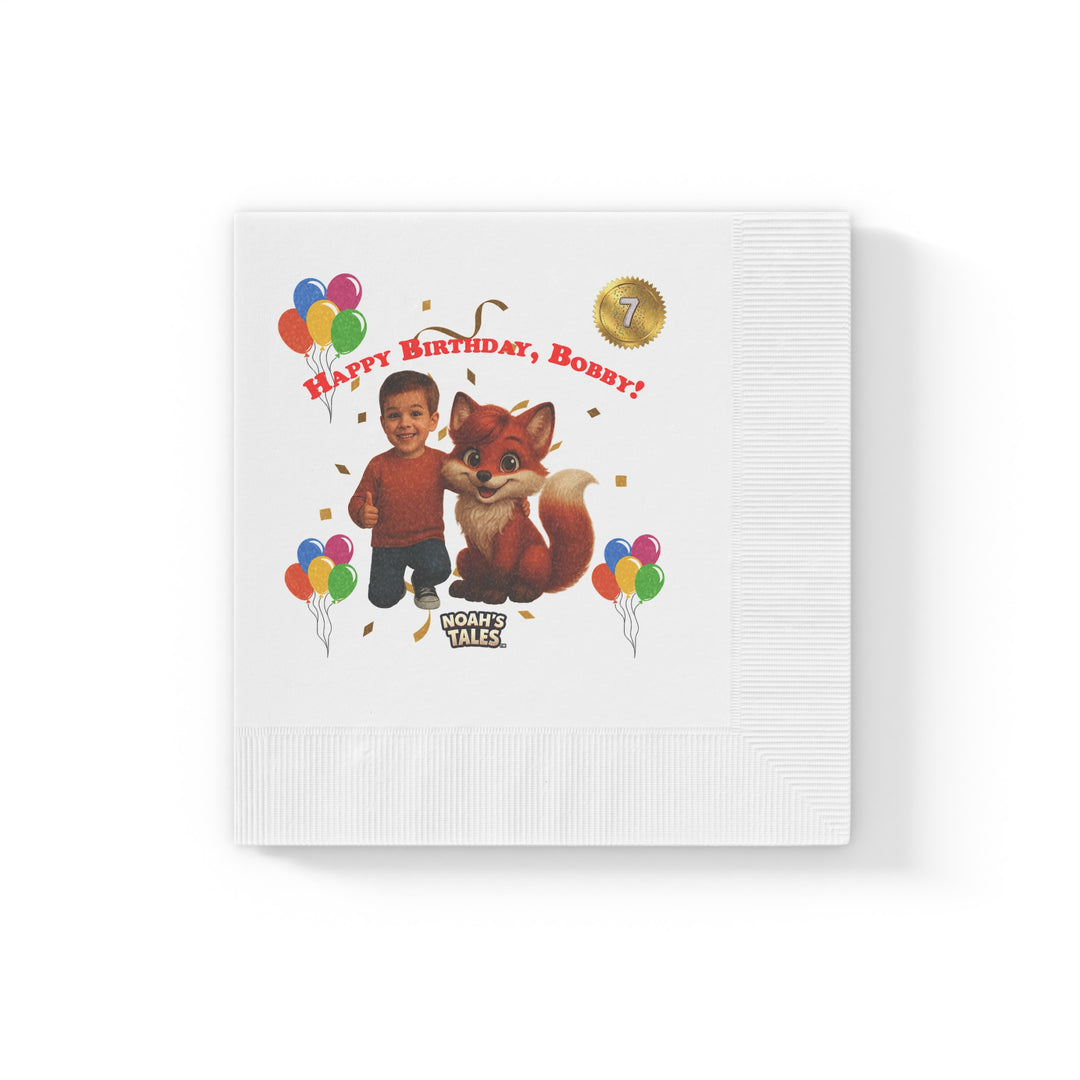 Noah’s Tales™ Personalized Birthday Napkins, Customized Party Napkins for Kids