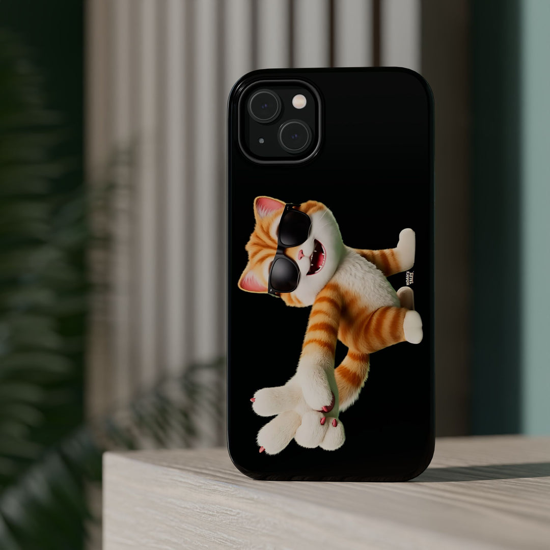 Noah’s Tales™ Tommy Magnetic Phone Case Funky Cat Phone Cover Stylish Mobile Protective Case Gift for Cat Lovers Trendy Phone Accessory