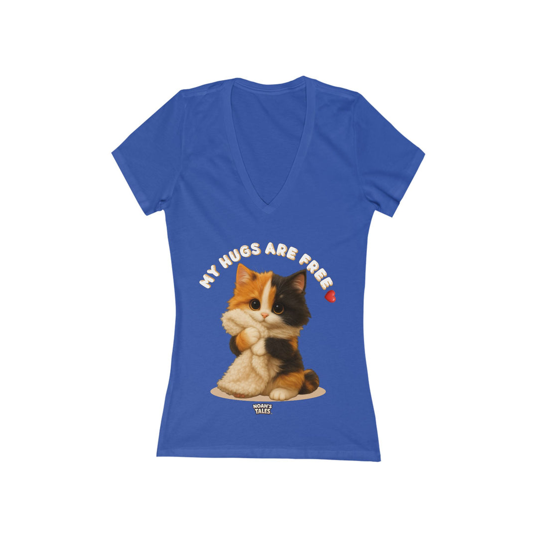 Noah’s Tales™ Ashley - My Hugs Are Free - Women's V-Neck Bella T-Shirt