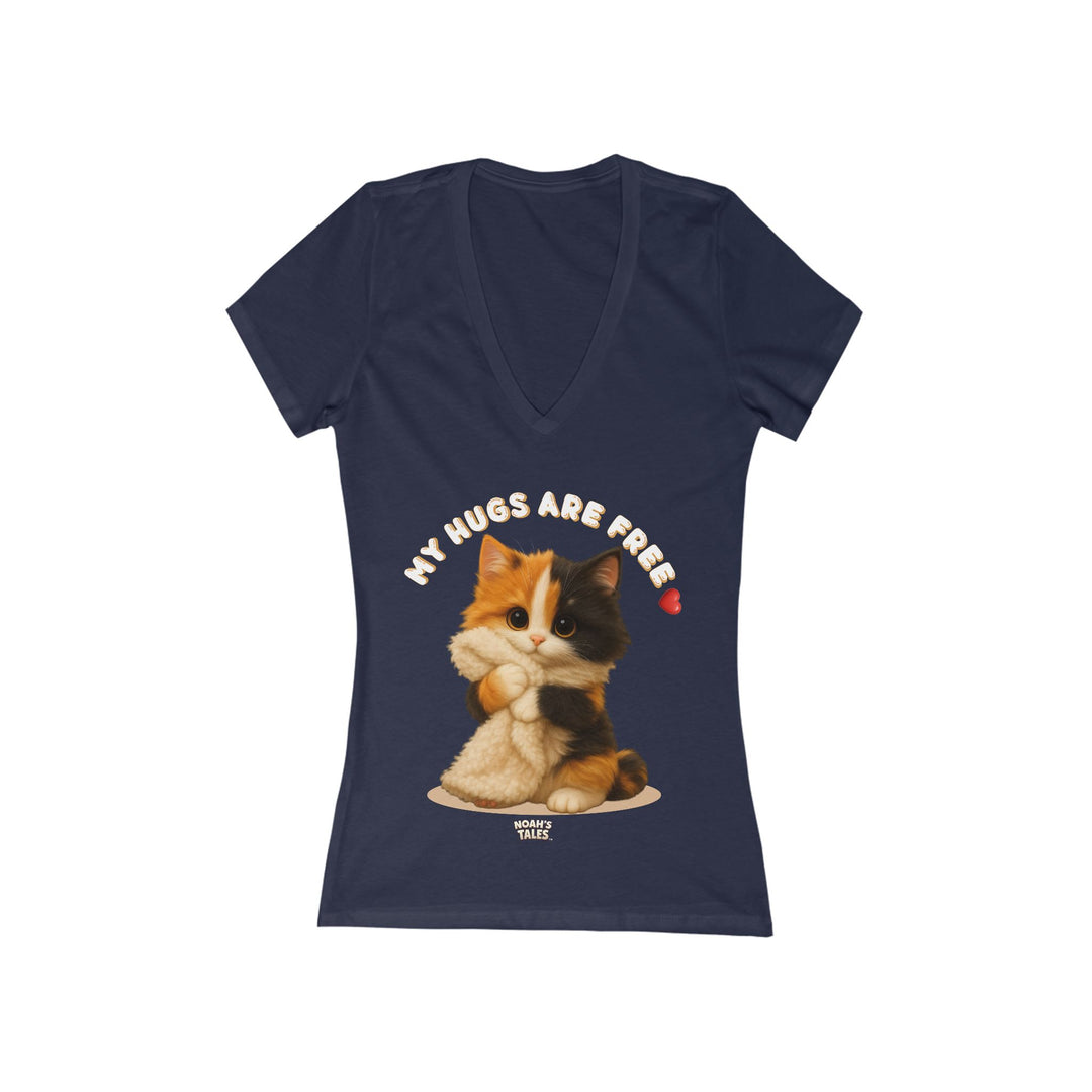 Noah’s Tales™ Ashley - My Hugs Are Free - Women's V-Neck Bella T-Shirt