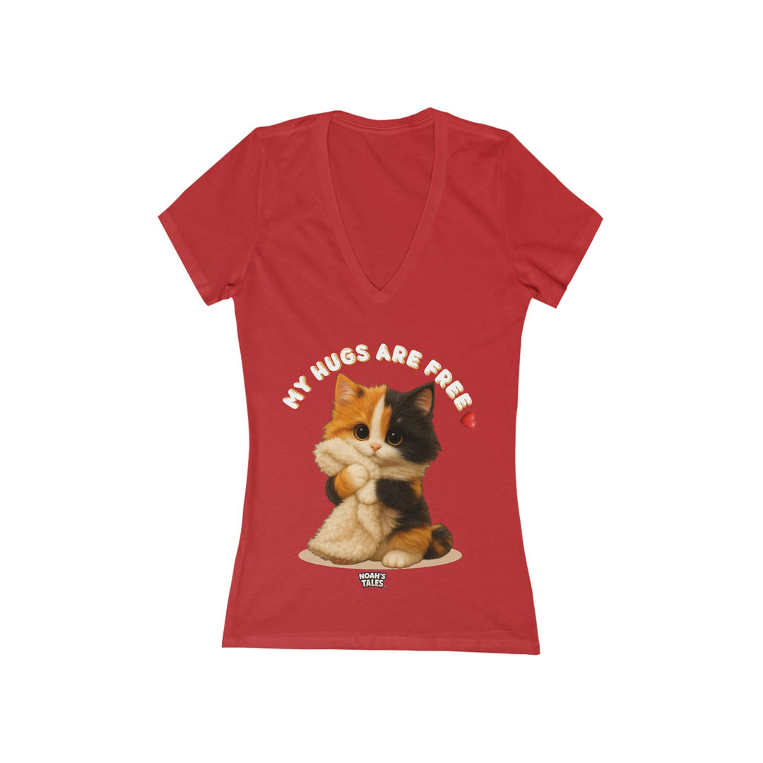 Noah’s Tales™ Ashley - My Hugs Are Free - Women's V-Neck Bella T-Shirt