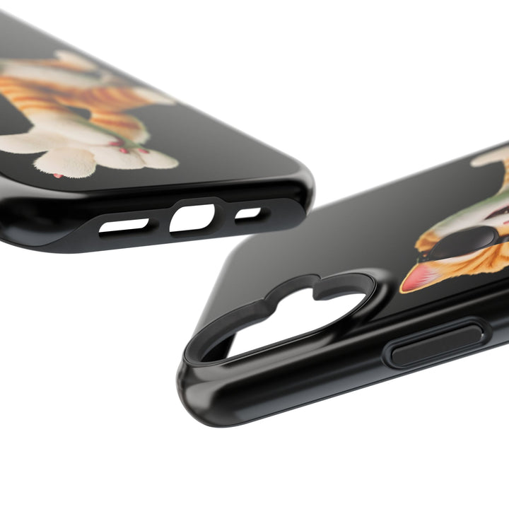 Noah’s Tales™ Tommy Magnetic Phone Case Funky Cat Phone Cover Stylish Mobile Protective Case Gift for Cat Lovers Trendy Phone Accessory