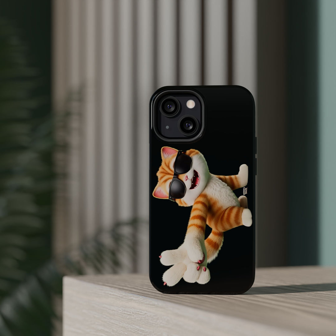 Noah’s Tales™ Tommy Magnetic Phone Case Funky Cat Phone Cover Stylish Mobile Protective Case Gift for Cat Lovers Trendy Phone Accessory