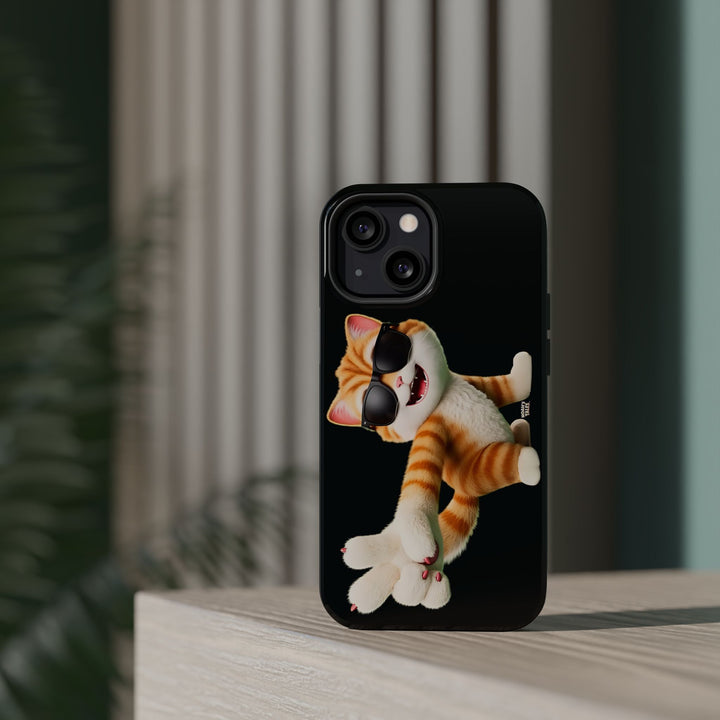 Noah’s Tales™ Tommy Magnetic Phone Case Funky Cat Phone Cover Stylish Mobile Protective Case Gift for Cat Lovers Trendy Phone Accessory
