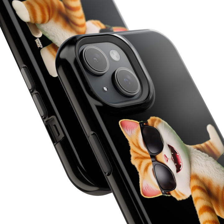 Noah’s Tales™ Tommy Magnetic Phone Case Funky Cat Phone Cover Stylish Mobile Protective Case Gift for Cat Lovers Trendy Phone Accessory