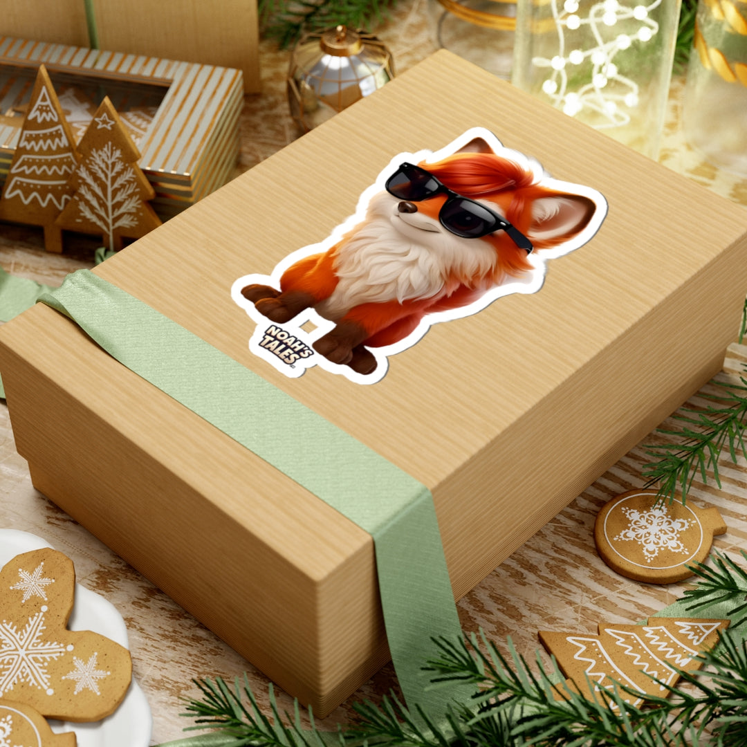 Noah’s Tales™ Cool Fox Kiss-Cut Stickers for Laptops Hydro Flasks & Journals - Fun Animal Decor for Kids & Adults