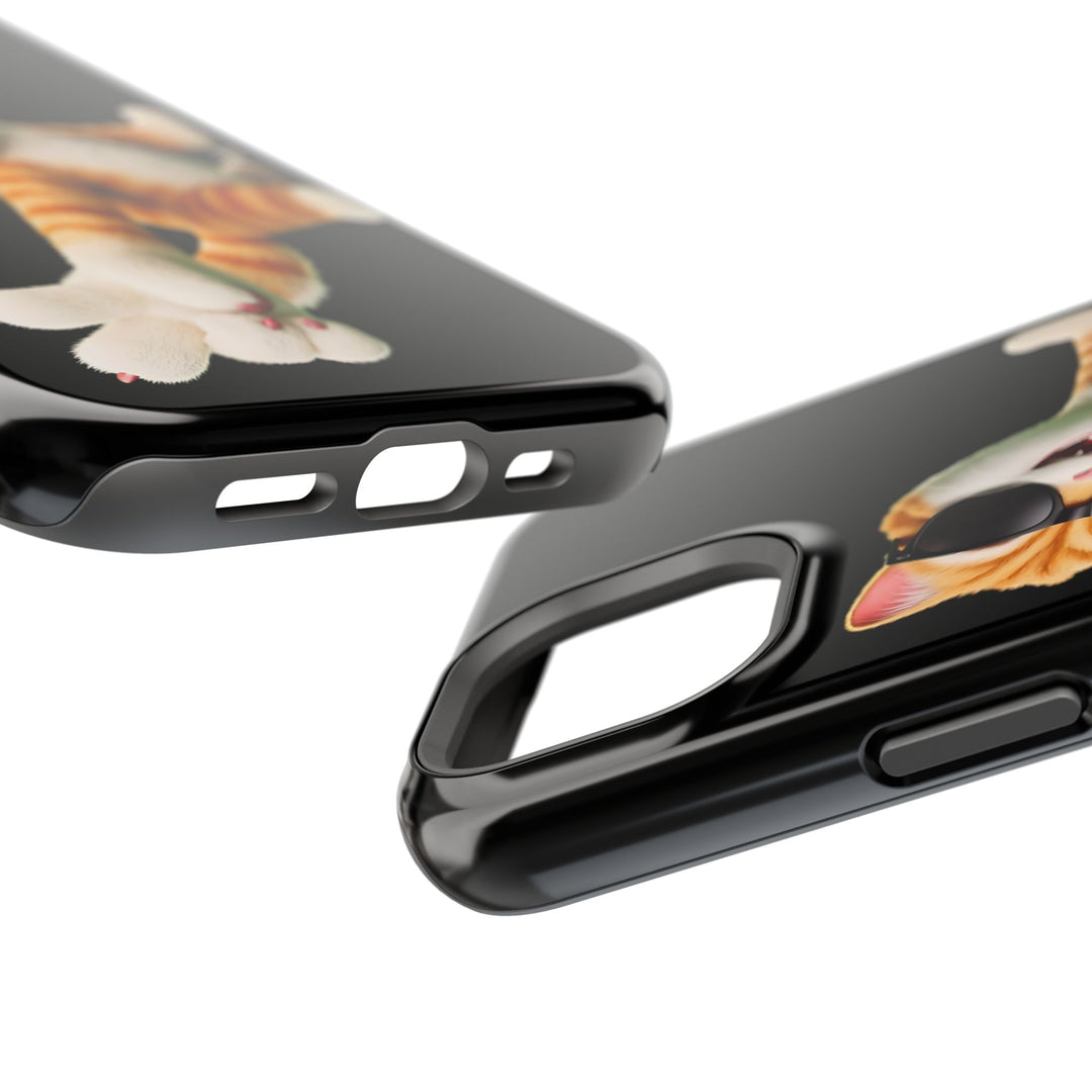 Noah’s Tales™ Tommy Magnetic Phone Case Funky Cat Phone Cover Stylish Mobile Protective Case Gift for Cat Lovers Trendy Phone Accessory