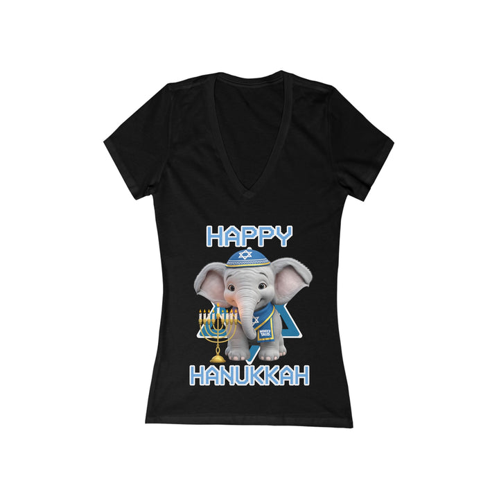 Noah’s Tales™ Happy Hanukkah Noah Women's V-Neck Bella T-Shirt