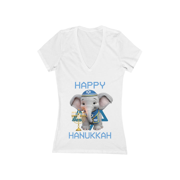 Noah’s Tales™ Happy Hanukkah Noah Women's V-Neck Bella T-Shirt