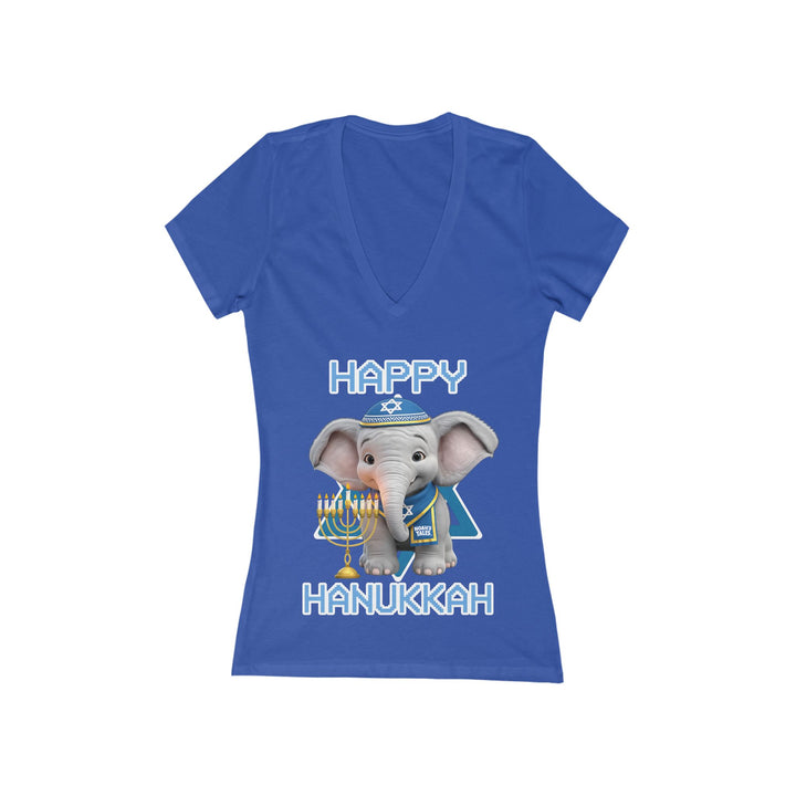 Noah’s Tales™ Happy Hanukkah Noah Women's V-Neck Bella T-Shirt